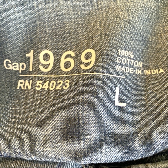 GAP LONG SLEEVE WESTERN SNAP MID-WASHED DENIM BELTED DRESS. WOMEN’S SIZE LARGE - Picture 6 of 8